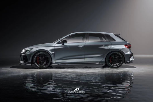 Audi RS3 8Y 2022 2023 2024 with Aftermarket Parts - V1 Side Skirts Pre-preg Carbon Fiber from Future Design