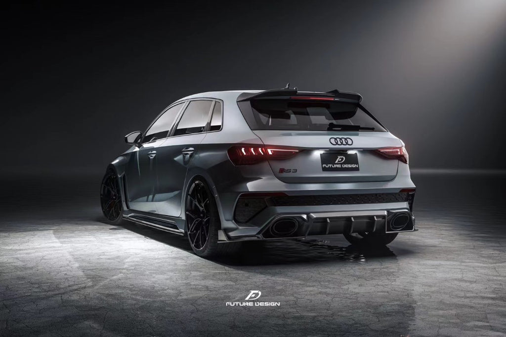 Audi RS3 8Y 2022 2023 2024 with Aftermarket Parts - V1 Rear Roof Spoiler Pre-preg Carbon Fiber from Future Design