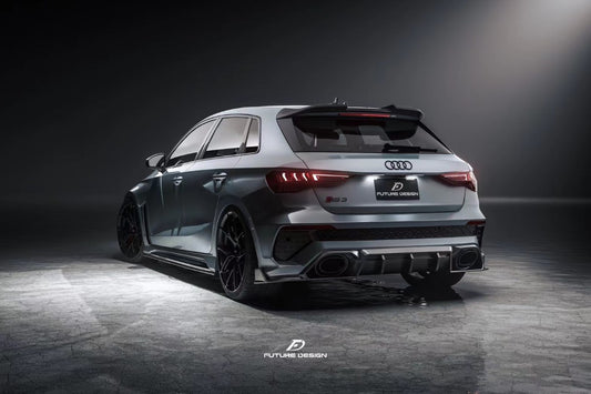 Audi RS3 8Y 2022 2023 2024 with Aftermarket Parts - V1 Side Skirts Pre-preg Carbon Fiber from Future Design