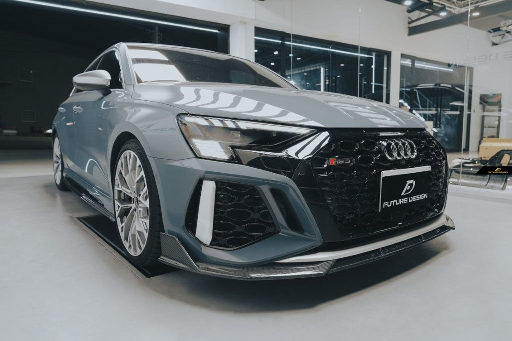 Audi RS3 8Y 2022 2023 2024 with Aftermarket Parts - V1 Side Skirts Pre-preg Carbon Fiber from Future Design