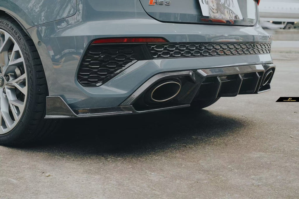 Audi RS3 8Y 2022 2023 2024 with Aftermarket Parts - V1 Rear Diffuser & Canards Pre-preg Carbon Fiber from Future Design