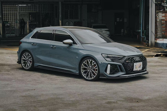 Audi RS3 8Y 2022 2023 2024 with Aftermarket Parts - V1 Side Skirts Pre-preg Carbon Fiber from Future Design