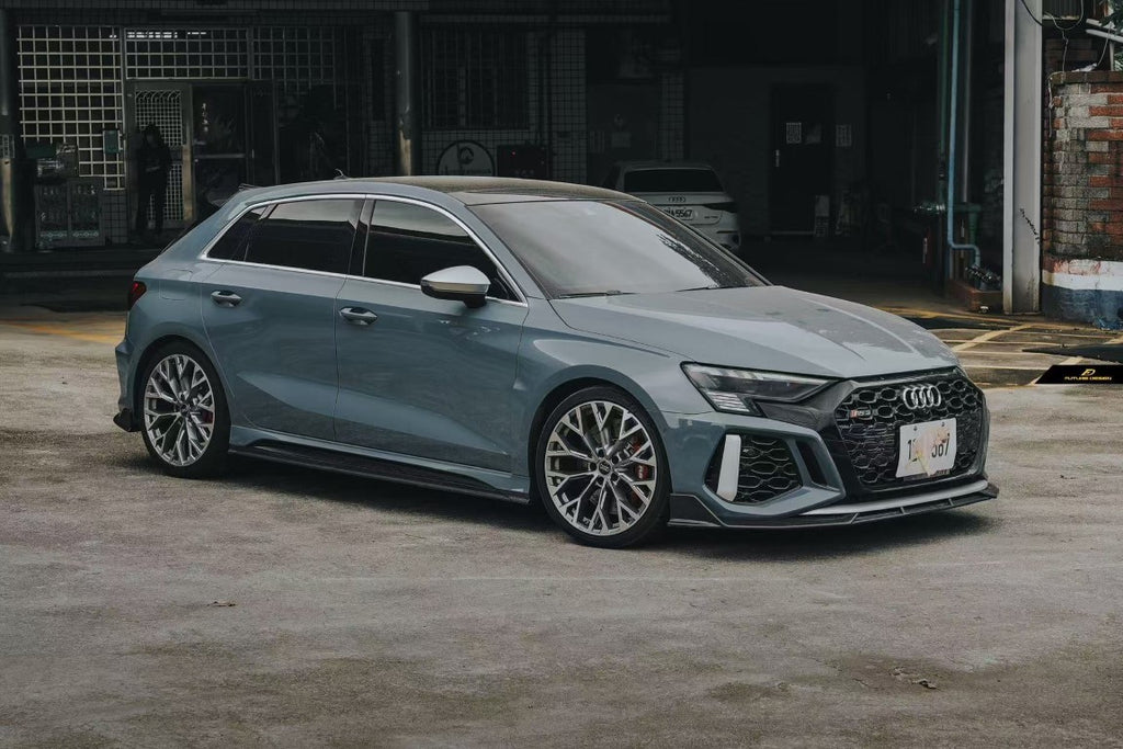 Audi RS3 8Y 2022 2023 2024 with Aftermarket Parts - V1 Side Skirts Pre-preg Carbon Fiber from Future Design