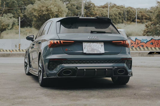 Audi RS3 8Y 2022 2023 2024 with Aftermarket Parts - V1 Rear Diffuser & Canards Pre-preg Carbon Fiber from Future Design