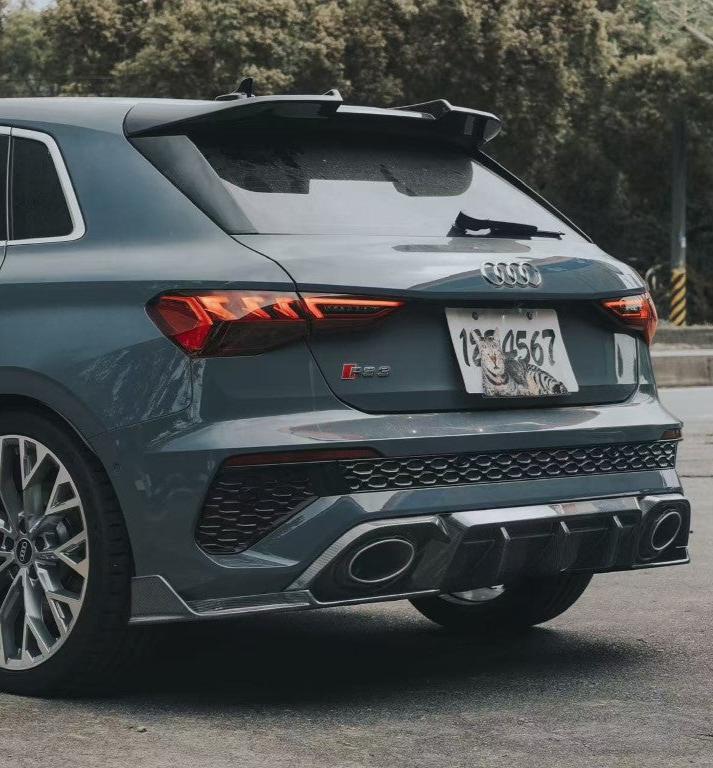 Audi RS3 8Y 2022 2023 2024 with Aftermarket Parts - V1 Rear Diffuser & Canards Pre-preg Carbon Fiber from Future Design