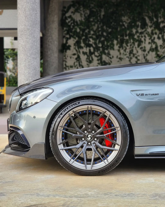 Future Design Carbon B Style Carbon Fiber Front Lip for W205 C63 C63S AMG Sedan Coupe 2015-2021 - Performance SpeedShop