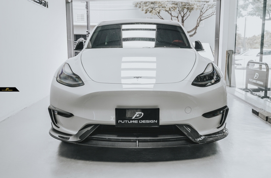Future Design Carbon Fiber FRONT LIP SPLITTER for Tesla Model Y / Performance