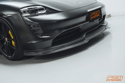 Porsche Taycan 9J1 Sedan/Cross Turismo RWD/4S/GTS/Turbo/Turbo S & (RWD/4S/GTS trims will require Sport Design Package) 2020-2024 with Future Design Carbon's Aftermarket Parts - Front Lip PSM Carbon Fiber / FRP
