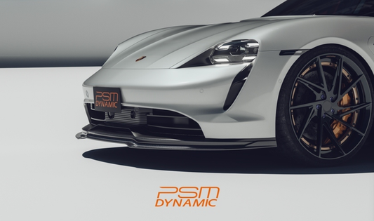 Porsche Taycan 9J1 Sedan/Cross Turismo RWD/4S/GTS/Turbo/Turbo S & (RWD/4S/GTS trims will require Sport Design Package) 2020-2024 with Future Design Carbon's Aftermarket Parts - Front Lip PSM Carbon Fiber / FRP