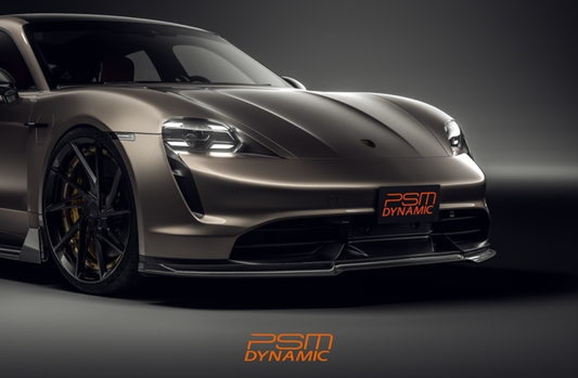 Porsche Taycan 9J1 Sedan/Cross Turismo RWD/4S/GTS/Turbo/Turbo S & (RWD/4S/GTS trims will require Sport Design Package) 2020-2024 with Future Design Carbon's Aftermarket Parts - Front Lip PSM Carbon Fiber / FRP