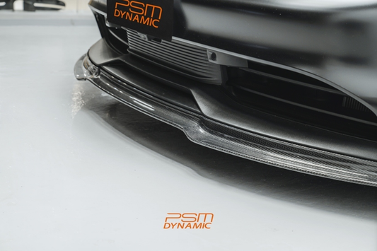 Porsche Taycan 9J1 Sedan/Cross Turismo RWD/4S/GTS/Turbo/Turbo S & (RWD/4S/GTS trims will require Sport Design Package) 2020-2024 with Future Design Carbon's Aftermarket Parts - Front Lip PSM Carbon Fiber / FRP