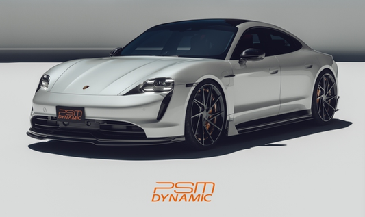 Porsche Taycan 9J1 Sedan/Cross Turismo RWD/4S/GTS/Turbo/Turbo S & (RWD/4S/GTS trims will require Sport Design Package) 2020-2024 with Future Design Carbon's Aftermarket Parts - Front Lip PSM Carbon Fiber / FRP
