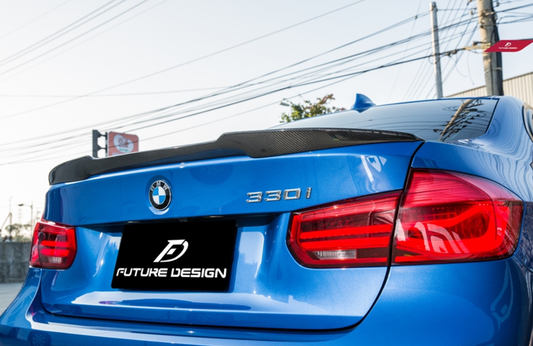 BMW 3 Series 340i 335i 330i 328i 320i 318i 335d 330d 325d 320d 318d 316d F30 Sedan 2012 2013 2014 2015 2016 2017 2018 2019 & M3 F80 Sedan 2014 2015 2016 2017 2018 with Aftermarket Parts - Rear Spoiler Carbon Fiber / FRP