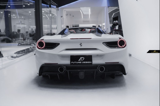 Ferrari 488 GTB & Spider 2016 2017 2018 2019 2020 with Aftermarket Parts - NVT Style Bumper Diffuser Upper Trim Carbon Fiber / FRP from Future Design