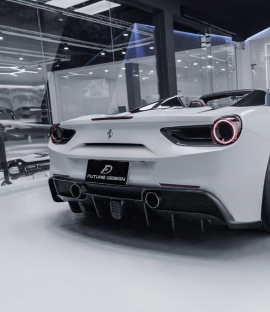 Ferrari 488 GTB & Spider 2016 2017 2018 2019 2020 with Aftermarket Parts - NVT Style Bumper Diffuser Upper Trim Carbon Fiber / FRP from Future Design