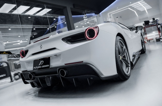 Ferrari 488 GTB & Spider 2016 2017 2018 2019 2020 with Aftermarket Parts - NVT Style Bumper Diffuser Upper Trim Carbon Fiber / FRP from Future Design
