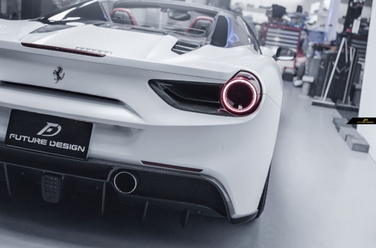 Ferrari 488 GTB & Spider 2016 2017 2018 2019 2020 with Aftermarket Parts - NVT Style Bumper Diffuser Upper Trim Carbon Fiber / FRP from Future Design