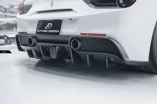 Ferrari 488 GTB & Spider 2016 2017 2018 2019 2020 with Aftermarket Parts - NVT Style Bumper Diffuser Upper Trim Carbon Fiber / FRP from Future Design