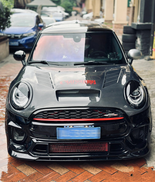 MINI Cooper JCW (John Cooper Works) S Base F56 2014 2015 2016 2017 2018 Pre-LCI & 2019 2020 2021 First LCI & 2022-ON Second LCI with Aftermarket Parts - Garbino Style Front Bumper Carbon Fiber / FRP from G Performance