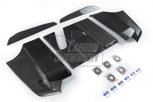 BMW 3 Series M Sport 340i 335i F30 2012 2013 2014 2015 2016 2017 2018 2019 with Aftermarket Parts - Rear Diffuser & Rear Diffuser Undertray Carbon Fiber from Geex Village