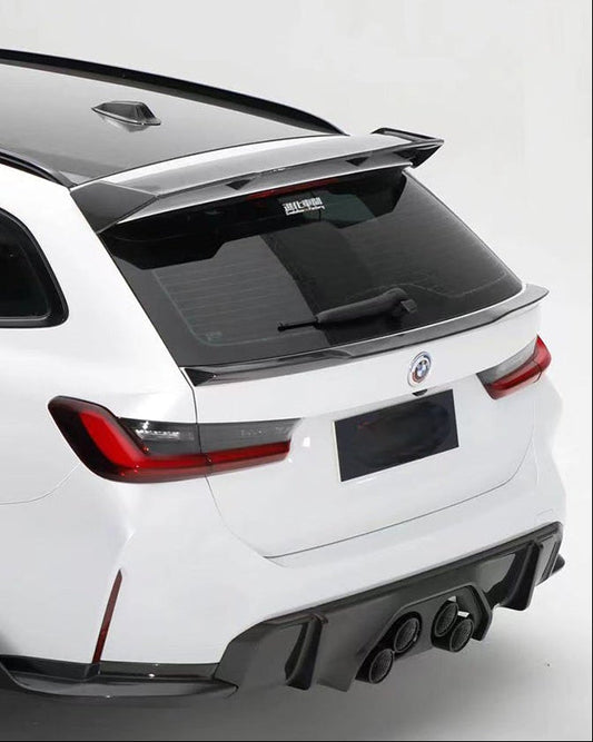 BMW M3CS M3C M3 G81 2021-ON & 3 Series M340i 330i G21 (Fits Both Pre-LCI & LCI) 2019-ON with Aftermarket Parts - Hommage+ Rear Spoiler Dry Pre-preg Carbon Fiber from Geex Village