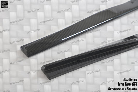 Lotus Emira 3.6 V6 2.0 Four-cylinder 2022-ON with Aftermarket Parts - GT4 Style Side Skirts Carbon Fiber from Geex Village