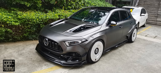Mercedes Benz A-Class AMG A45 W177 V177 2019-ON with Aftermarket Parts - Stage 2 Front Lip Splitter&nbsp;Carbon Fiber from Geex Village