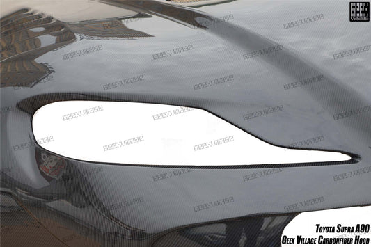 Toyota Supra MK5 A90 A91 3.0 2.0 2020-ON with Aftermarket Parts - Unicorn GT3 Clamshell Hood and Front Bumper & Steel Brackets and Cable for Clamshell Hood and Bumper Carbon Fiber/FRP/Steel from Geex Village