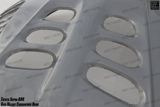 Toyota Supra MK5 A90 A91 3.0 2.0 2020-ON with Aftermarket Parts - Unicorn GT3 Clamshell Hood and Front Bumper & Steel Brackets and Cable for Clamshell Hood and Bumper Carbon Fiber/FRP/Steel from Geex Village