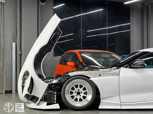 Toyota Supra MK5 A90 A91 3.0 2.0 2020-ON with Aftermarket Parts - Unicorn GT3 Clamshell Hood and Front Bumper & Steel Brackets and Cable for Clamshell Hood and Bumper Carbon Fiber/FRP/Steel from Geex Village