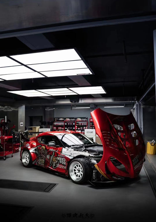 Toyota Supra MK5 A90 A91 3.0 2.0 2020-ON with Aftermarket Parts - Unicorn GT3 Clamshell Hood and Front Bumper & Steel Brackets and Cable for Clamshell Hood and Bumper Carbon Fiber/FRP/Steel from Geex Village