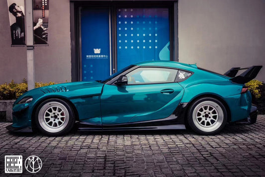 Toyota Supra MK5 A90 A91 3.0 2.0 2020-ON with Aftermarket Parts - Unicorn GT3 Widebody Fender Flares, Wheel Arches, and Side Skirts Carbon Fiber/FRP from Geex Village