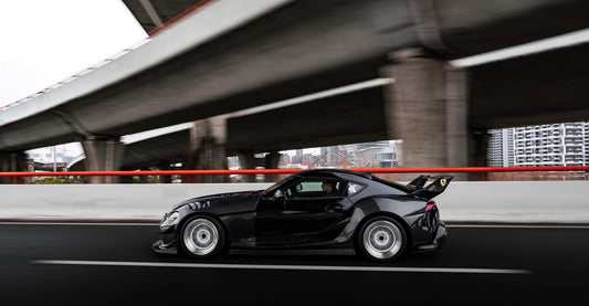 Toyota Supra MK5 A90 A91 3.0 2.0 2020-ON with Aftermarket Parts - Unicorn GT3 Widebody Fender Flares, Wheel Arches, and Side Skirts Carbon Fiber/FRP from Geex Village