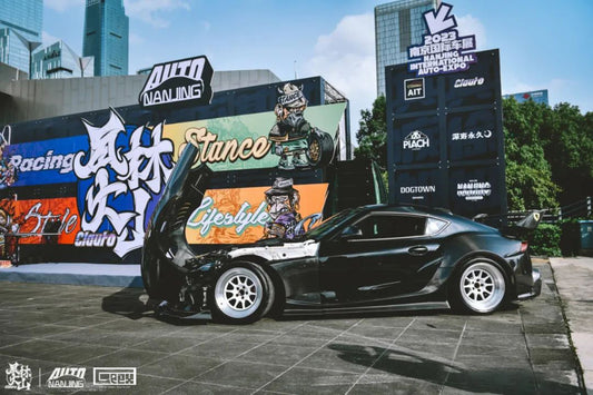 Toyota Supra MK5 A90 A91 3.0 2.0 2020-ON with Aftermarket Parts - Unicorn GT3 Widebody Fender Flares, Wheel Arches, and Side Skirts Carbon Fiber/FRP from Geex Village