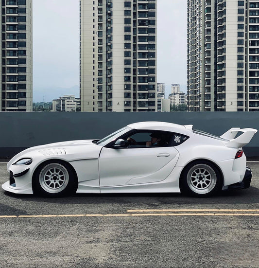 Toyota Supra MK5 A90 A91 3.0 2.0 2020-ON with Aftermarket Parts - Unicorn GT3 Widebody Fender Flares, Wheel Arches, and Side Skirts Carbon Fiber/FRP from Geex Village