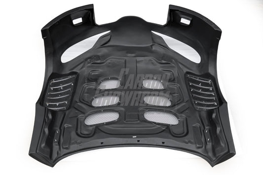 Toyota Supra MK5 A90 A91 3.0 2.0 2020-ON with Aftermarket Parts - Unicorn GT3 Clamshell Hood and Front Bumper & Steel Brackets and Cable for Clamshell Hood and Bumper Carbon Fiber/FRP/Steel from Geex Village