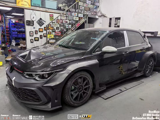 Volkswagen Golf GTI R MK8 2022-ON with Aftermarket Parts - Front Fender Flares and Front Splitters Set Carbon Fiber from Geex Village