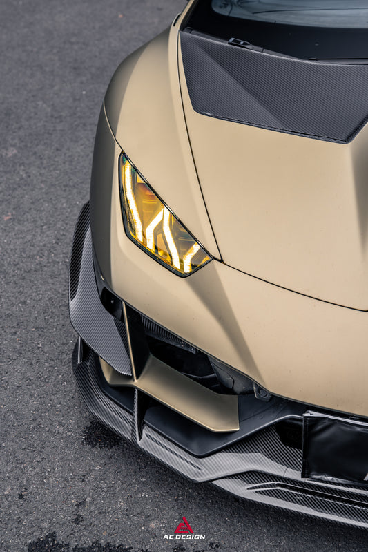 Lamborghini Huracan EVO AWD 2020 2021 2022 2023 with Aftermarket Parts - Front Lip Dry Pre-preg Carbon Fiber from ArmorExtend