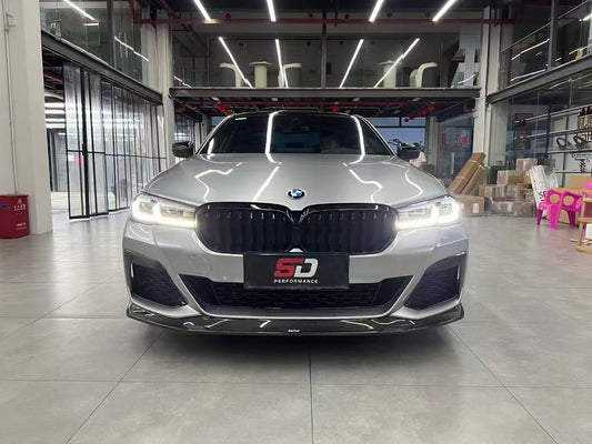 BMW 5 Series M550 540 530 (with M-package bumper, does not fit base model) G30 LCI 2021 2022 2023 2024 with Aftermarket Parts - Front Lip Pre-preg Carbon Fiber from Karbel Carbon