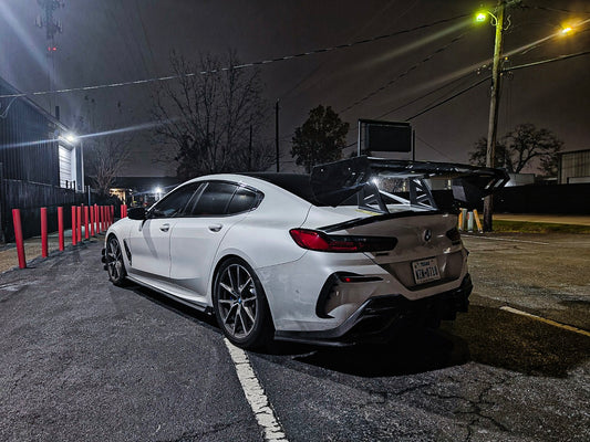 BMW 8 Series M850 840 G16 2018 2019 2020 2021 2022 2023 2024 with Aftermarket Parts - Rear Spoiler Pre-preg Carbon Fiber from Karbel Carbon