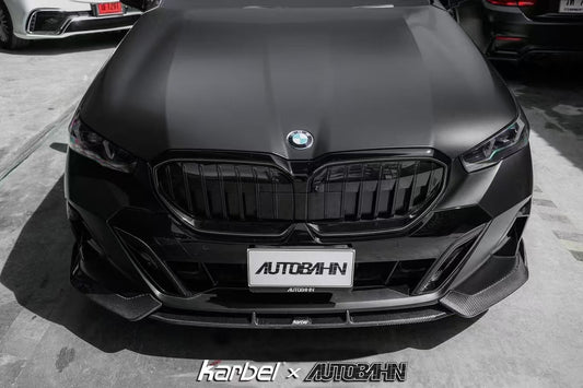 BMW i5 xDrive40 / i5 eDrive40 (with M-package bumper, does not fit base mode) / i5 M60 G60 G61 2024 & 5 Series 540i xDrive / 530i xDrive / 530i (with M-package bumper, does not fit base model) / 550e xDrive G60 G61 2024 with Aftermarket Parts - V2 Front Lip Pre-preg Carbon Fiber from Karbel Carbon