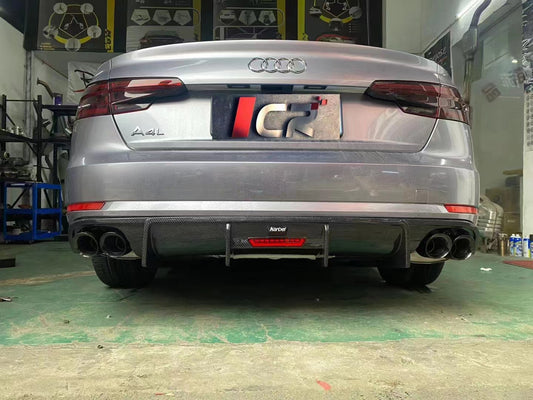 Audi A4 Base Model (does not fit A4 S-line) B9 2017 2018 2019 with Aftermarket Parts - Rear Diffuser Pre-preg Carbon Fiber from Karbel Carbon