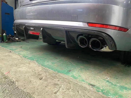 Audi A4 Base Model (does not fit A4 S-line) B9 2017 2018 2019 with Aftermarket Parts - Rear Diffuser Pre-preg Carbon Fiber from Karbel Carbon