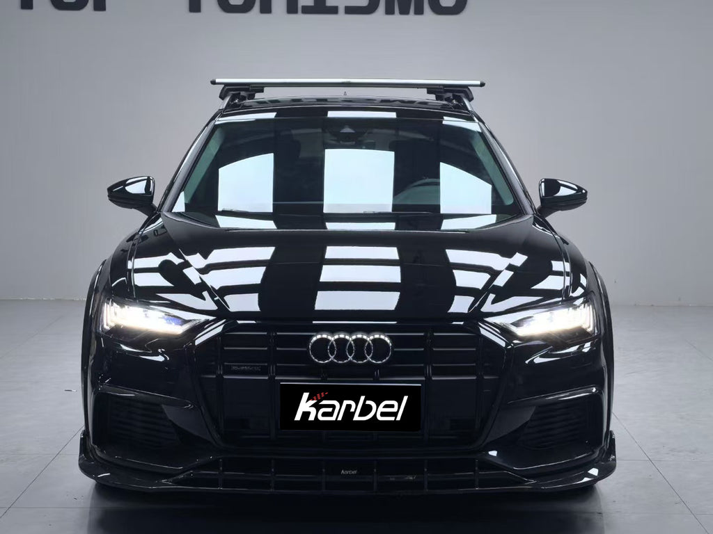 Audi A6 Allroad C8 2020-ON with Aftermarket Parts - V2 Style Front Lip Pre-preg Carbon Fiber from Karbel Carbon