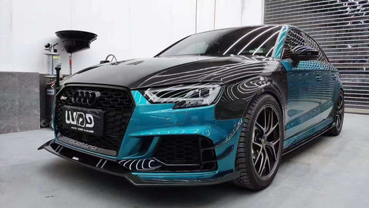 Audi RS3 8V 8V.5 2018 2019 2020 with Aftermarket Parts - Front Lip Pre-preg Carbon Fiber from Karbel Carbon