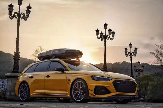 Audi RS4 B9.5 2020 2021 2022 2023 2024 with Aftermarket Parts - Front Canards Pre-preg Carbon Fiber from Karbel Carbon