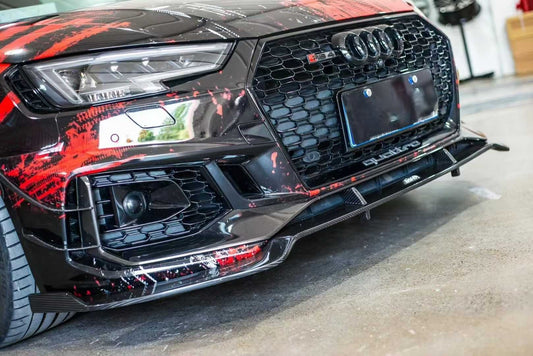 Audi RS4 B9 / B9.5 2018 2019 2020 2021 2022 2023 2024 with Aftermarket Parts - Front Canards Pre-preg Carbon Fiber from Karbel Carbon