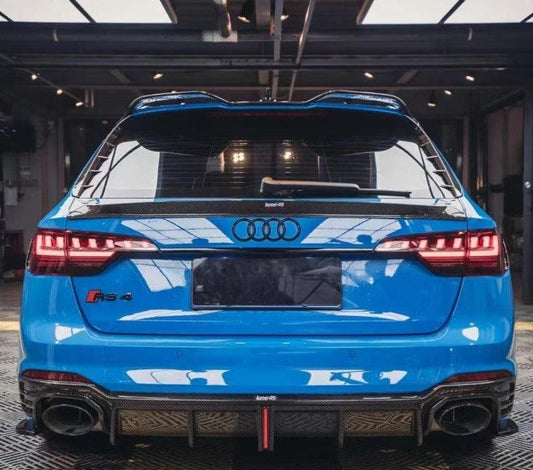 Audi RS4 B9 / B9.5 2018 2019 2020 2021 2022 2023 2024 with Aftermarket Parts - V2 Style Rear Roof Spoiler Pre-preg Carbon Fiber from Karbel Carbon