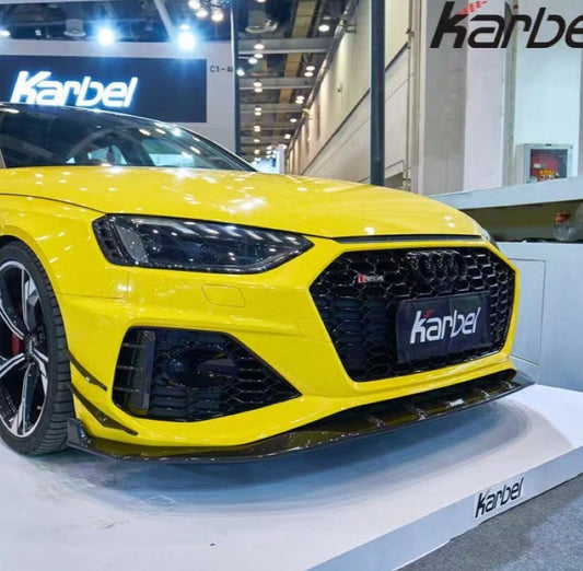 Audi RS4 B9.5 2020-ON with Aftermarket Parts - Pre-preg Carbon Fiber Front Lip from Karbel Carbon