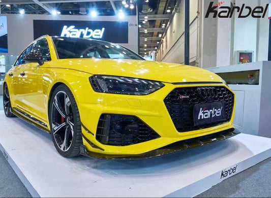 Audi RS4 B9.5 2020 2021 2022 2023 2024 with Aftermarket Parts - Head Light Trim Overlay Pre-preg Carbon Fiber from Karbel Carbon